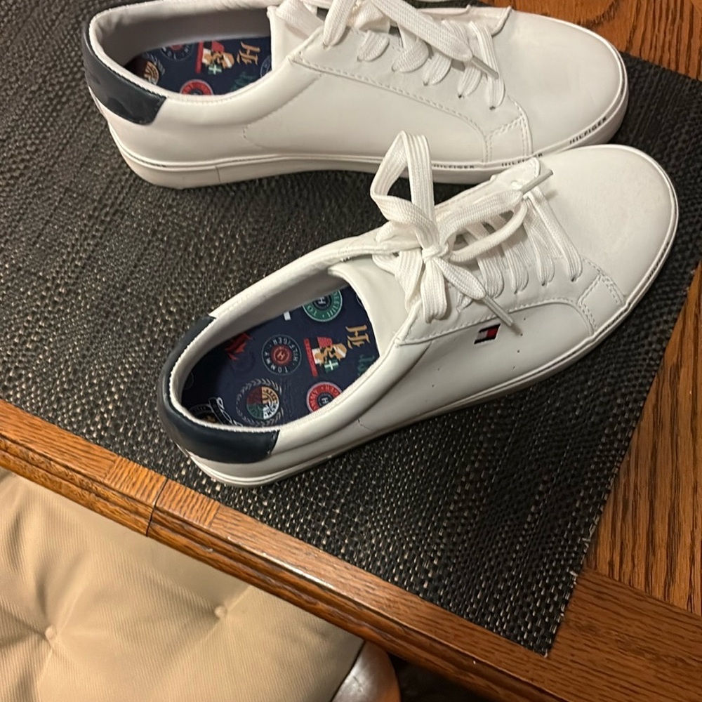Tommy Hilfiger White and Navy Sneakers